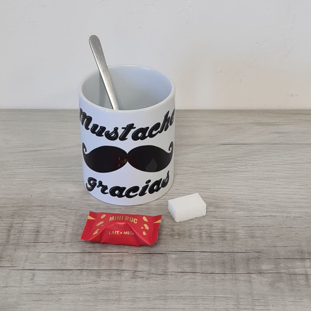 Tasse blanche en céramique mustache gracias 0.3 litre - Maisons du Monde