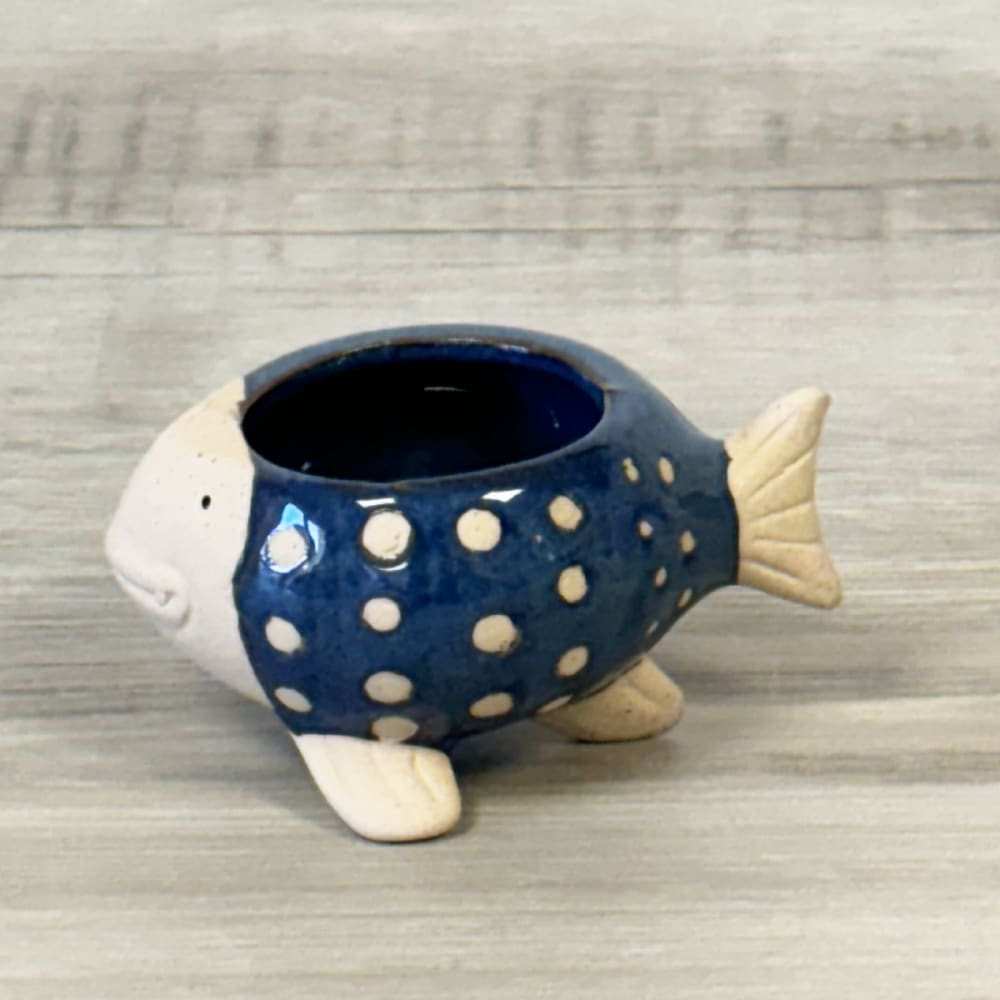 Mini cache-pot poisson bleu en céramique 5 cm - Maisons du Monde