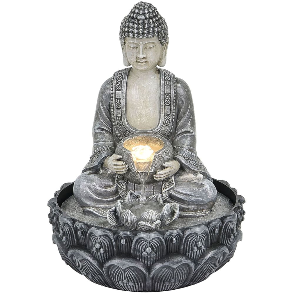 Signes Grimalt Petite fontaine d’intérieur bouddha en résine grise 27 cm