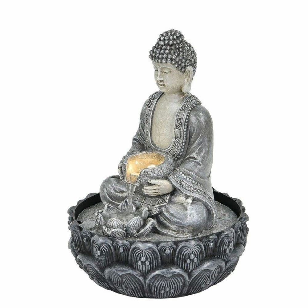 Petite fontaine d’intérieur bouddha en résine grise 27 cm - Maisons du Monde