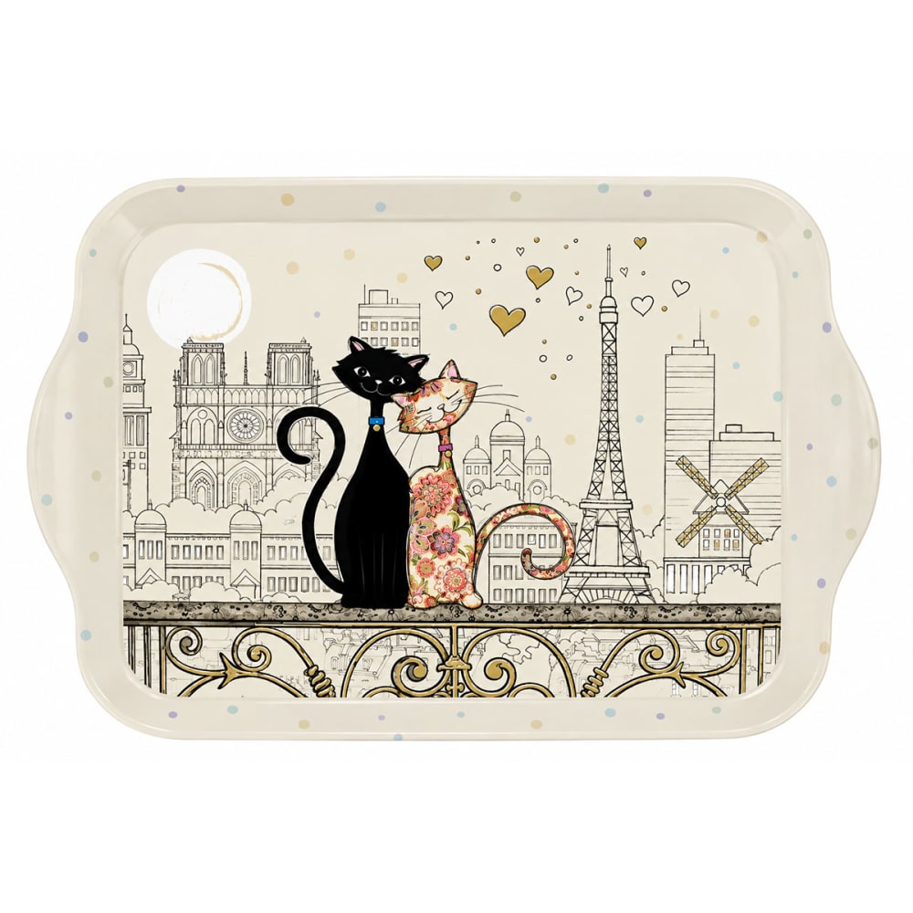 Mini plateau chats amoureux paris mélamine 20,8 cm