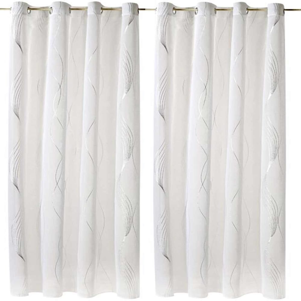 Voilage blanc avec motif argenté en polyester 240 x 135 cm