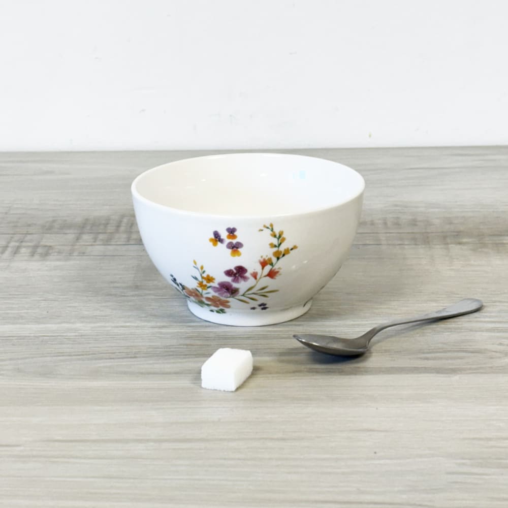 Bol en grès blanc clélia floral 480 ml - Maisons du Monde