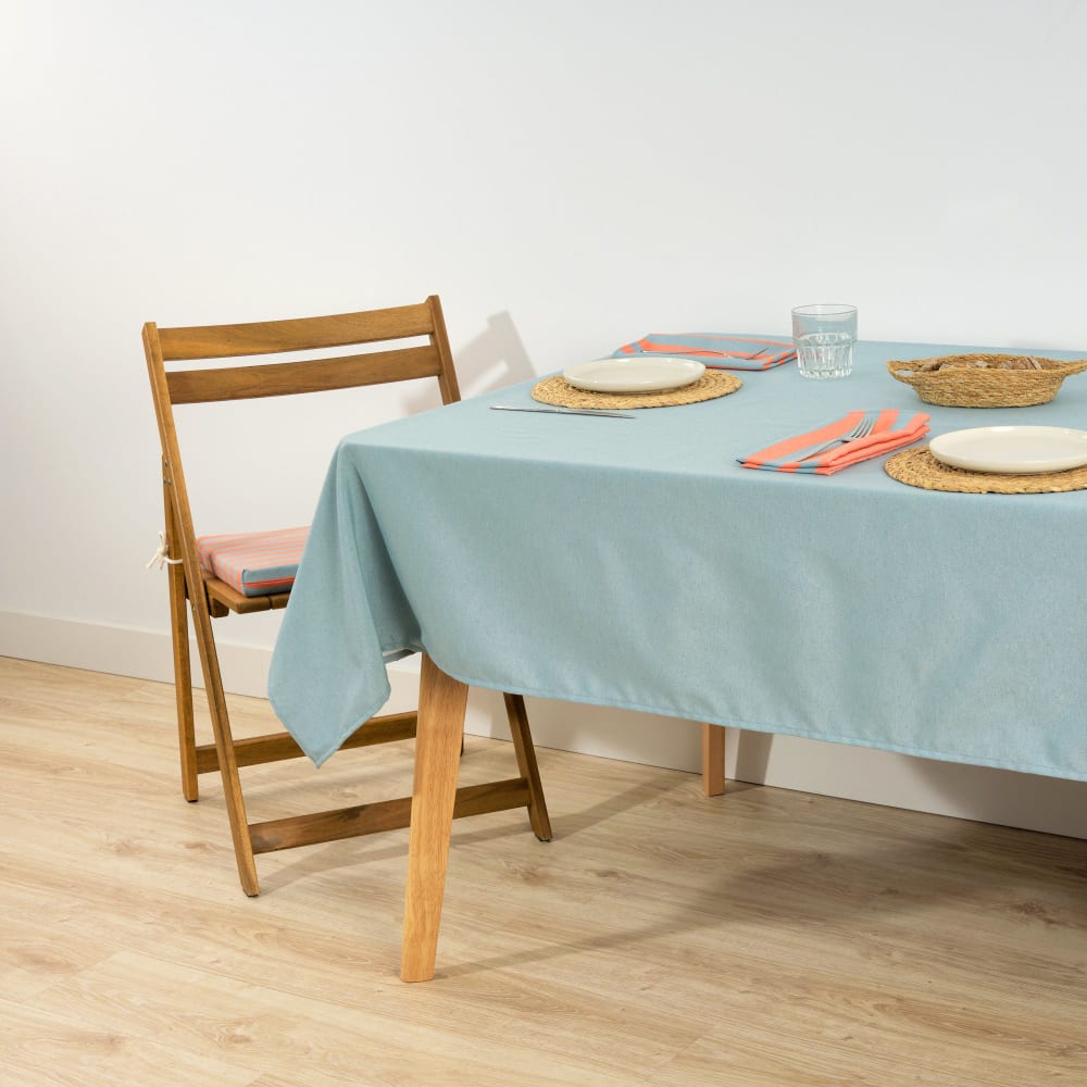 Fleckabweisende Tischdecke aus Baumwolle blau 200x160 cm -