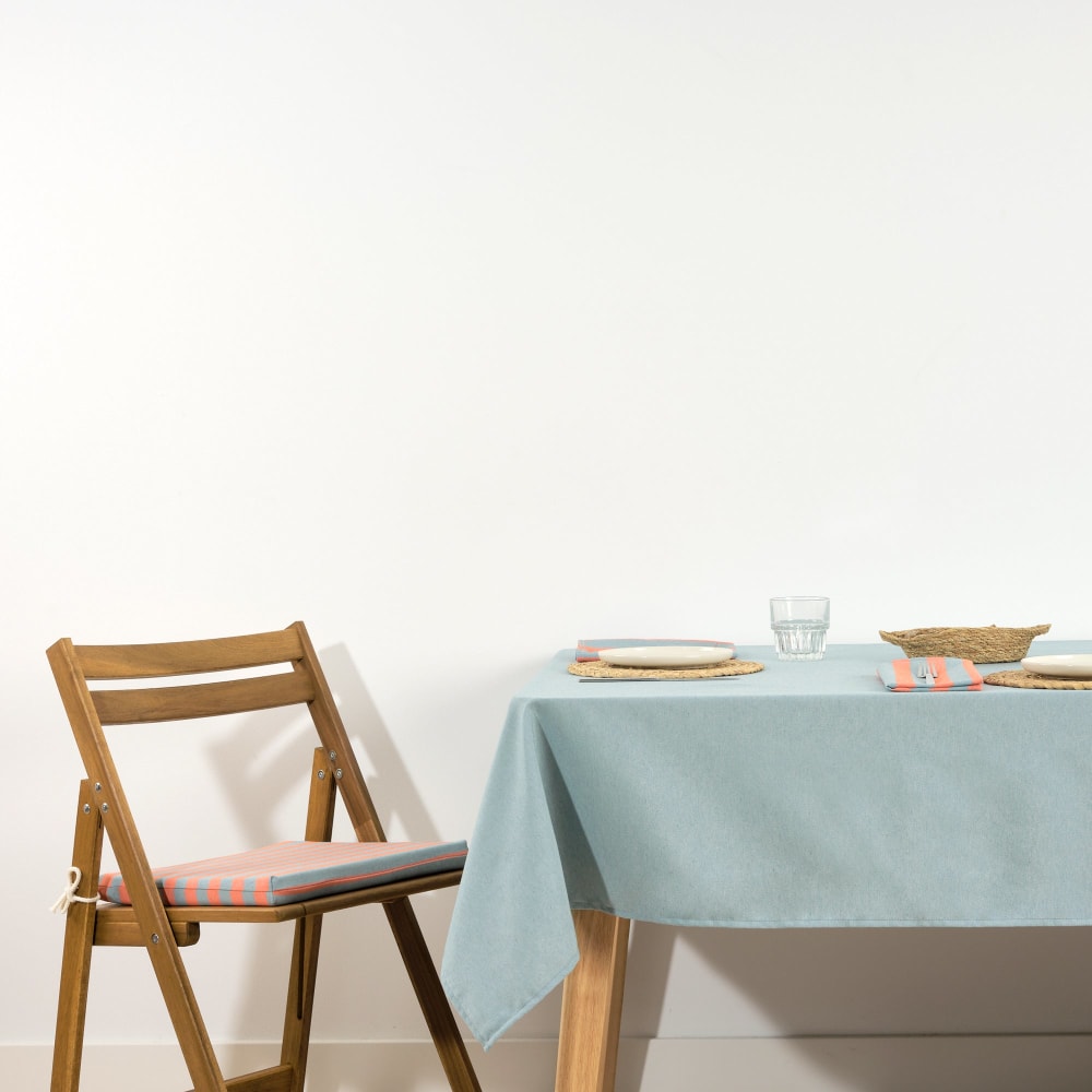 Nappe anti-taches en coton avec toucher tissu bleu 160x160 cm