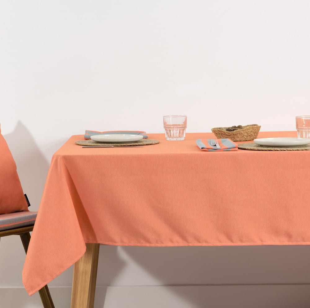 Nappe anti-taches en coton avec toucher tissu orange 160x160 cm
