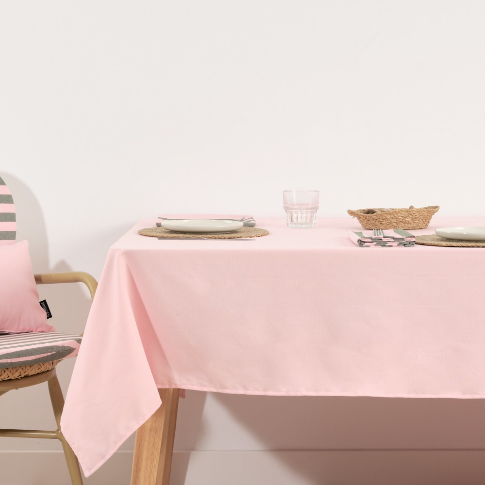 Fleckabweisende Tischdecke aus Baumwolle rosa 300x160 cm -