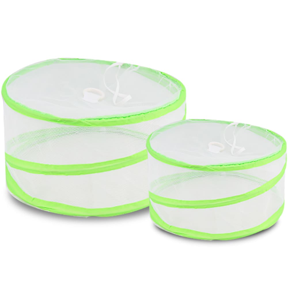 WADIGA Set composé de 2 cloches alimentaires pliables. Couleur:vert Matière: tissu Dimensions: 29x29x14cm / 22x22x10cm