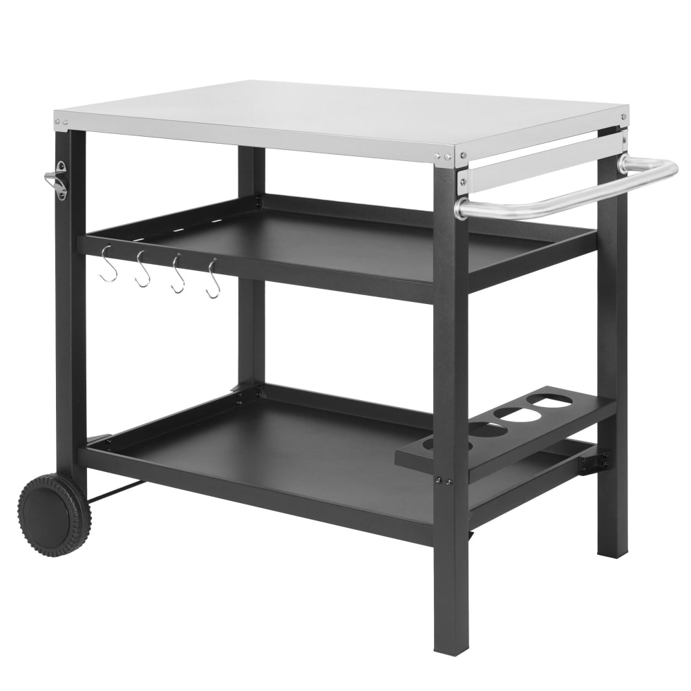 Wadiga Desserte de barbecue 3 niveaux sur roues 101x64x84cm Noir Métal
