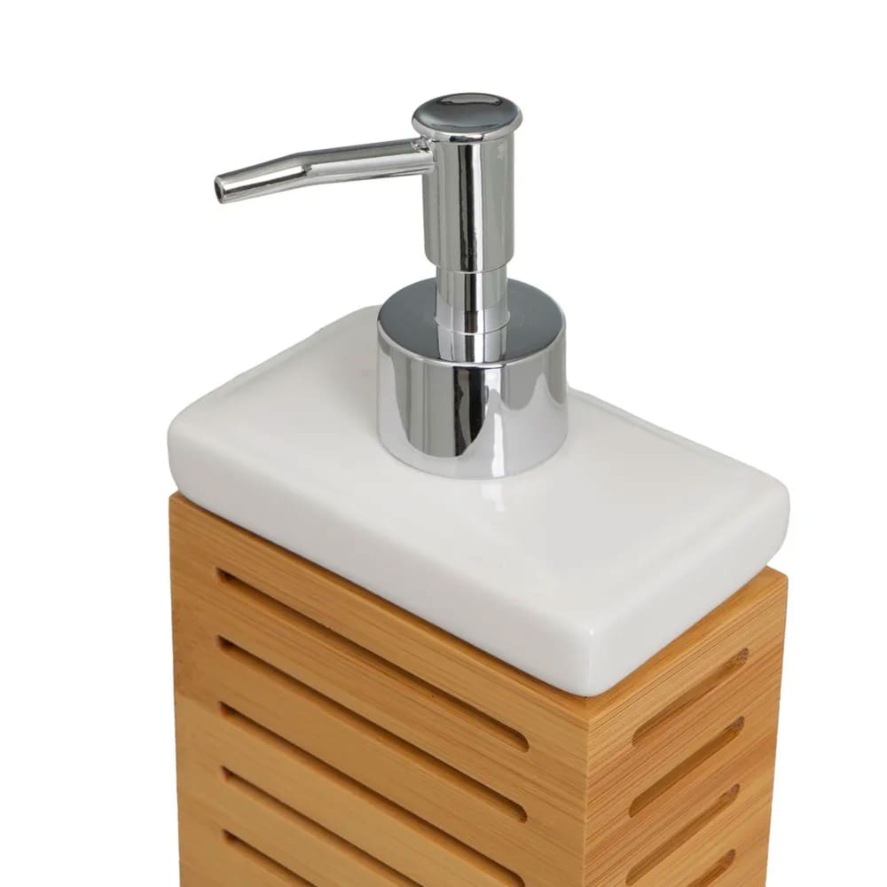 Set salle de bain céramique blanche et bambou - 3 pièces - Maisons du Monde