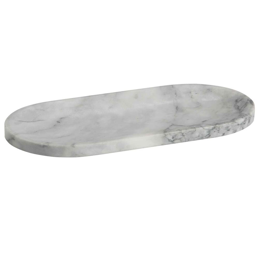 Plateau de présentation salle de bain marbre blanc 30x15x1.5cm