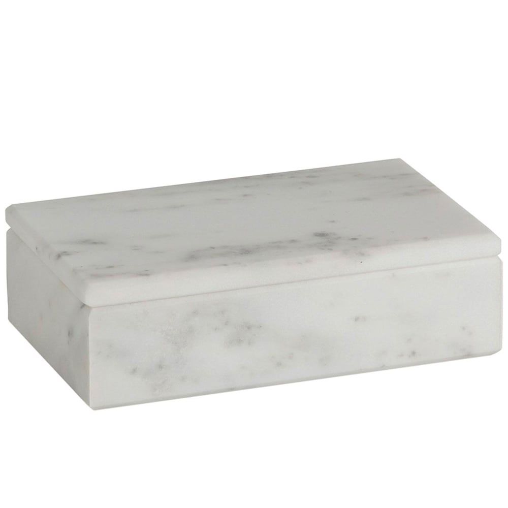Wadiga Boîte salle de bain en marbre blanc 20x12x6cm