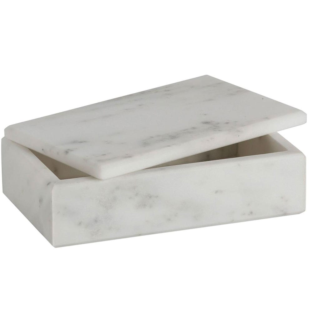 Boîte salle de bain en marbre blanc 20x12x6cm - Maisons du Monde