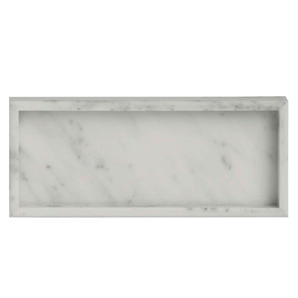Plateau de présentation salle de bain marbre blanc 30x13x3cm - Maisons du Monde