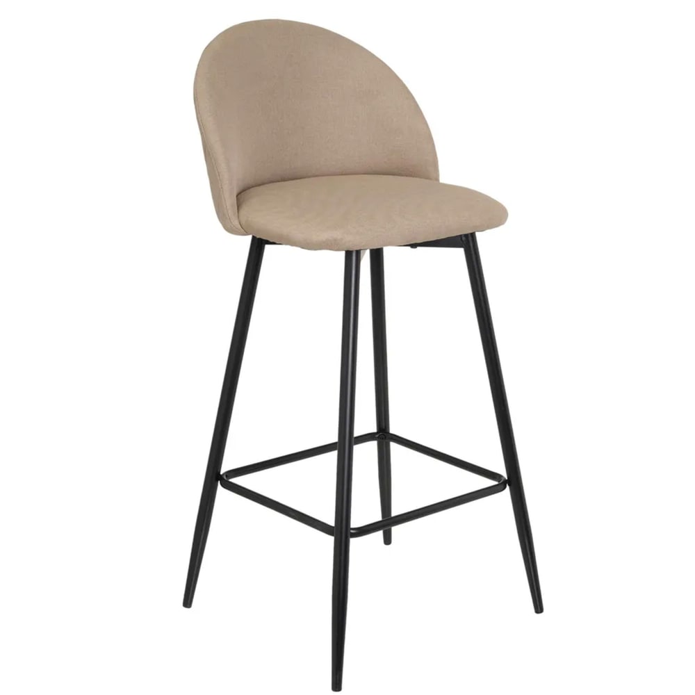 Wadiga Tabouret de bar métal noir et assise tissu beige 40x50x99cm Bleu Tissu - 50x99x40cm