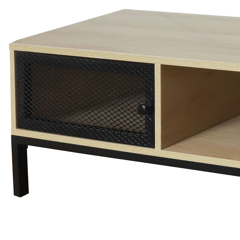 Table basse bois et métal noir 110x50x36cm - Maisons du Monde