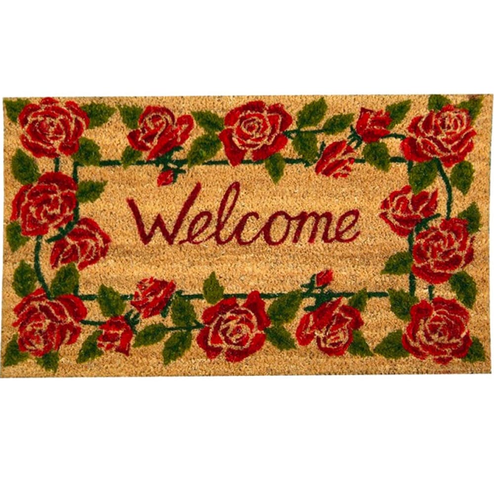 Paillasson coco welcome roses rouges 75x45x1cm