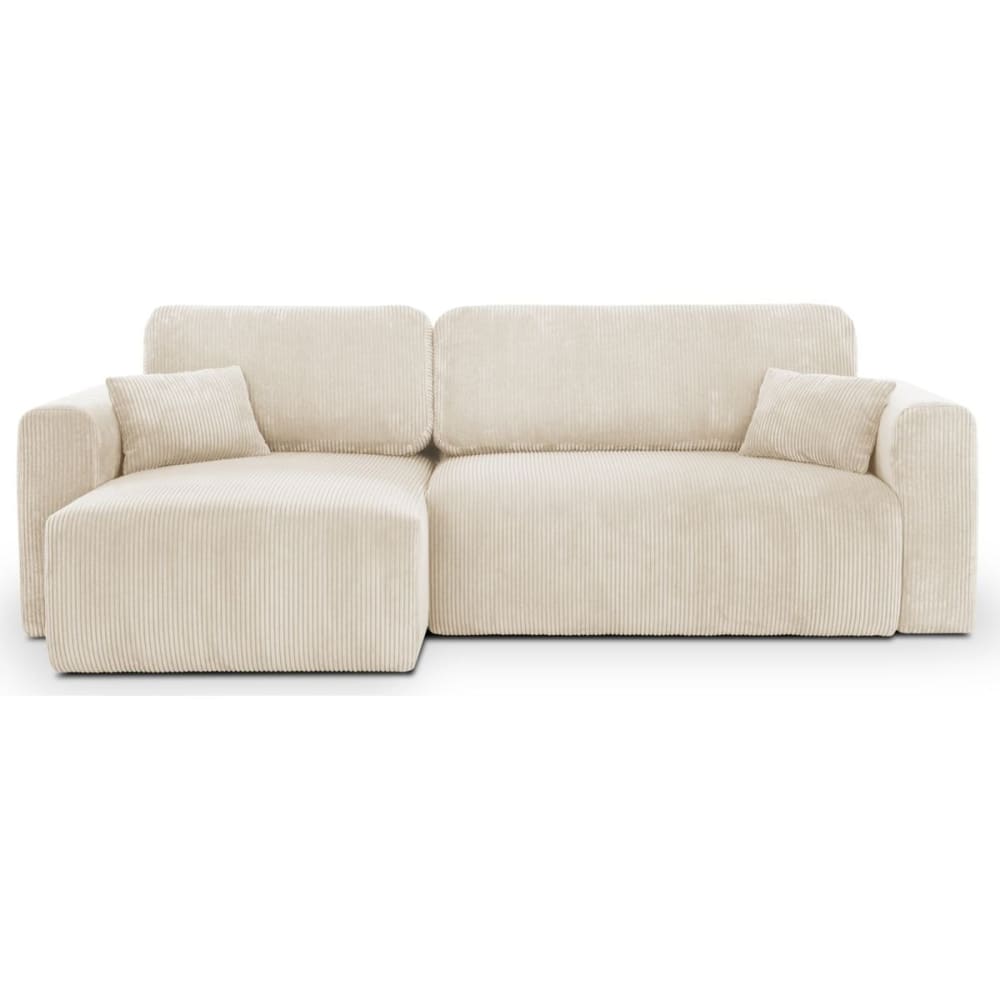 Canapé d'angle réversible convertible 4 places en velours côtelé beige