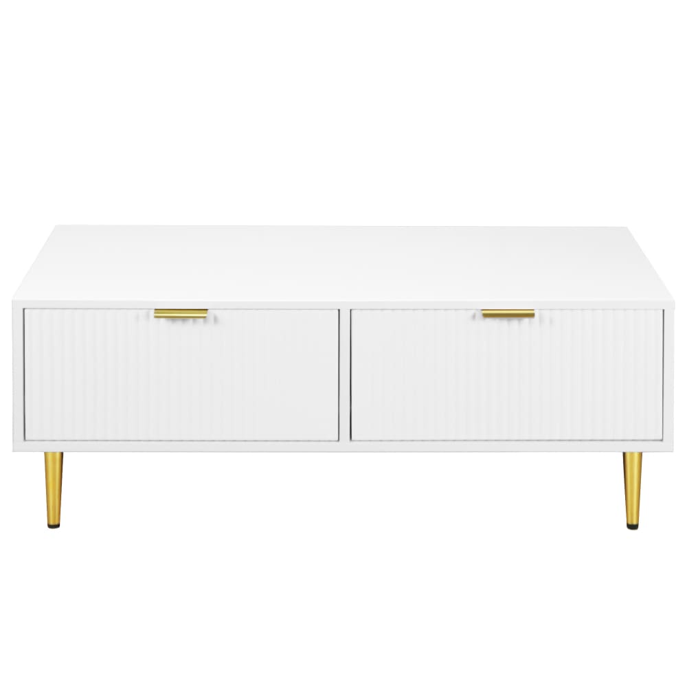 Urban Meuble Couchtisch mit goldenen Griffen und Beinen, Weiß style modern Weiß Spanplatte