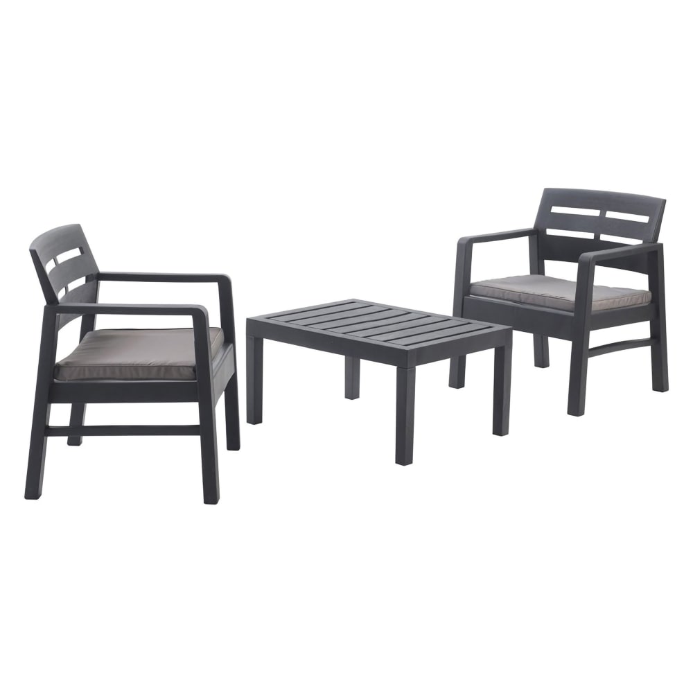 Dmora Anthrazitfarbenes Outdoor-Lounge-Set 63x58h74 cm style modern Schwarz Pp - Polypropylen