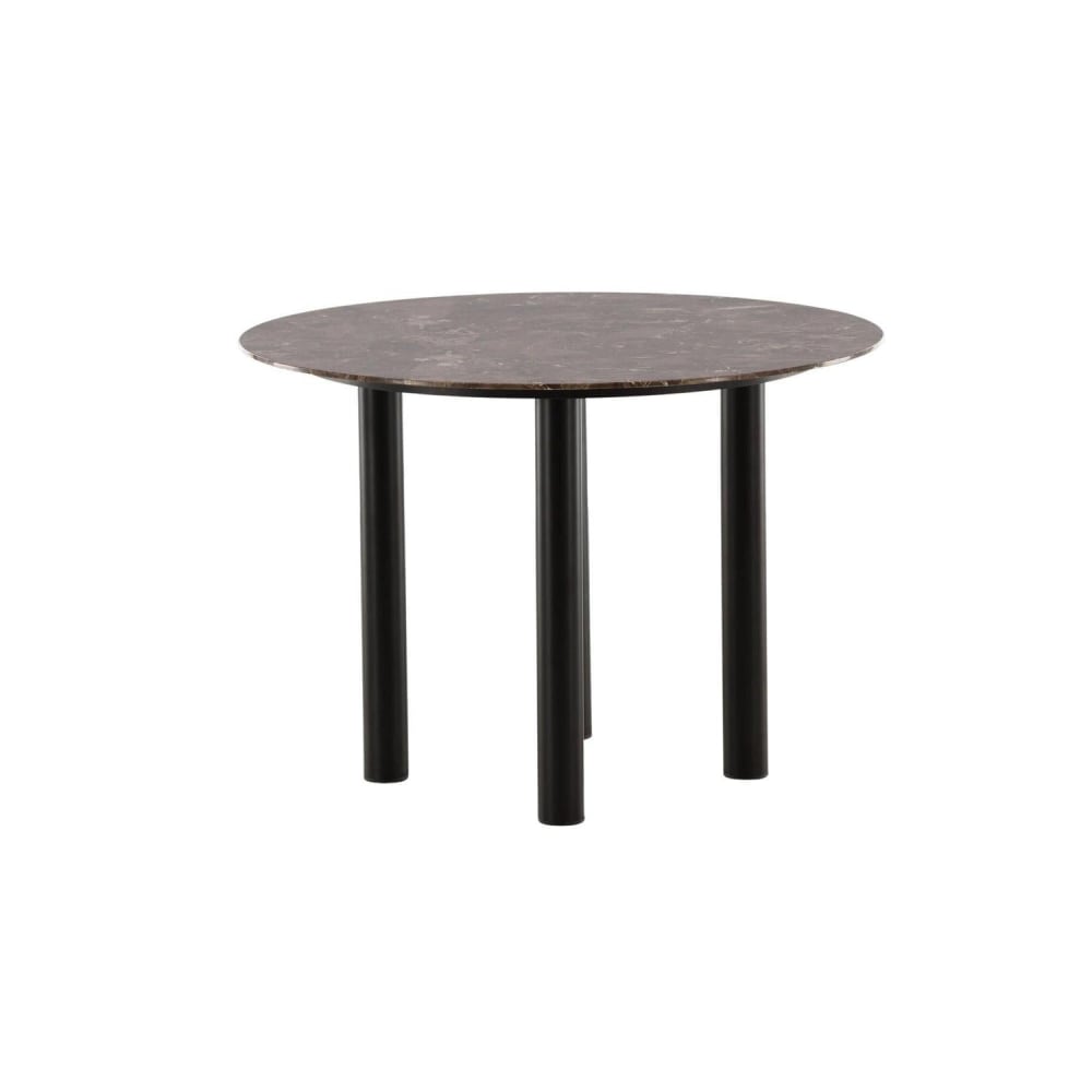 Vind Esstisch Havsten Tischplatte in Marmoroptik Ø106cm, Schwarz/Braun style modern Schwarz Spanplatte