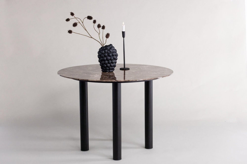 Esstisch Havsten Tischplatte in Marmoroptik Ø106cm, Schwarz/Braun