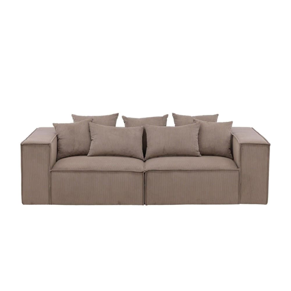 Canapé 3 places brun - polyester