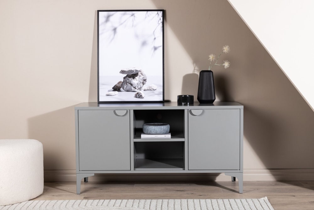 Meuble TV tendance en métal 120cm DIDI métal gris 120x40x63cm - Maisons du Monde