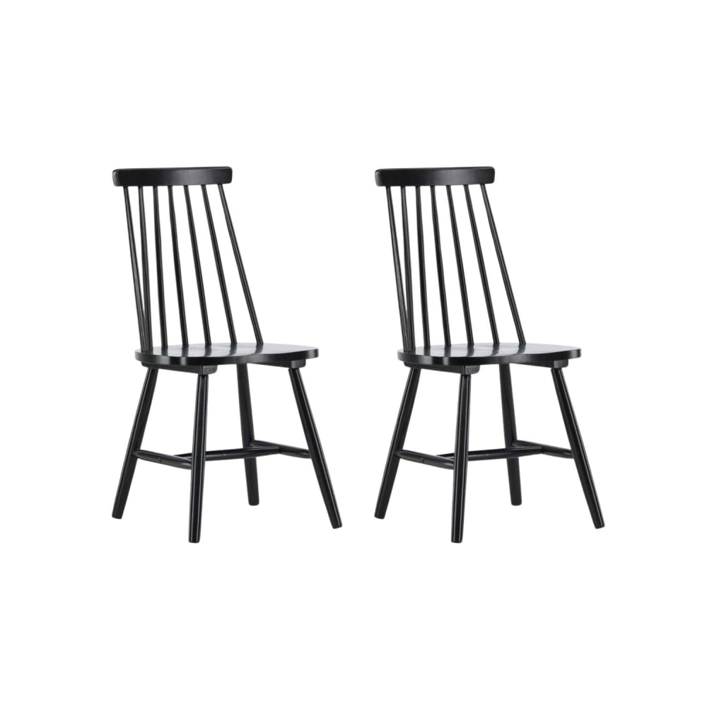 Venture Home 2er-Set Stühle Lönneberga aus Gummibaumholz, Schwarz style modern Schwarz Metall