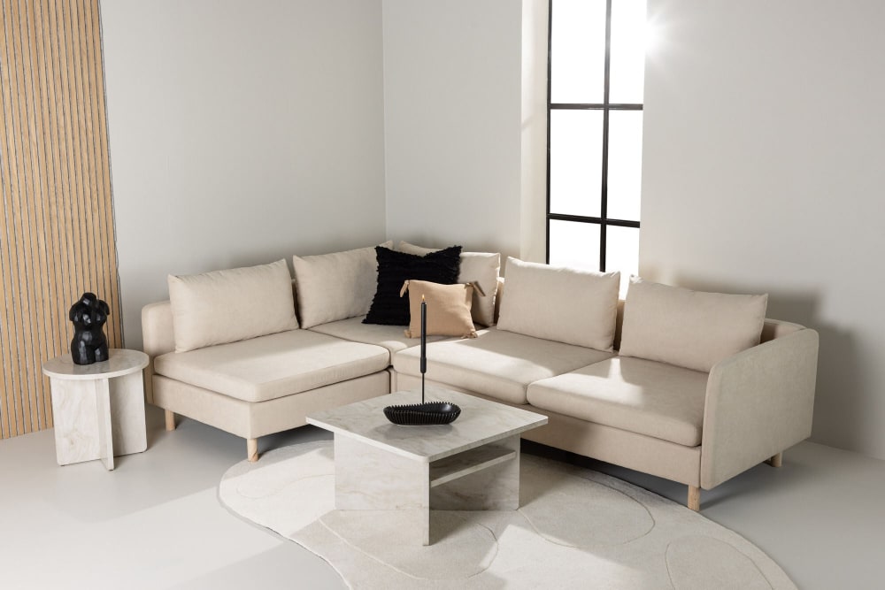 Canapé d'angle gauche beige moderne MOLLYA beige 295x195x83cm