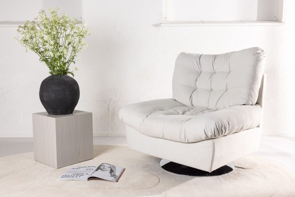 Fauteuil en tissu blanc moderne FLOY blanc 105x103.5x108cm - Maisons du Monde