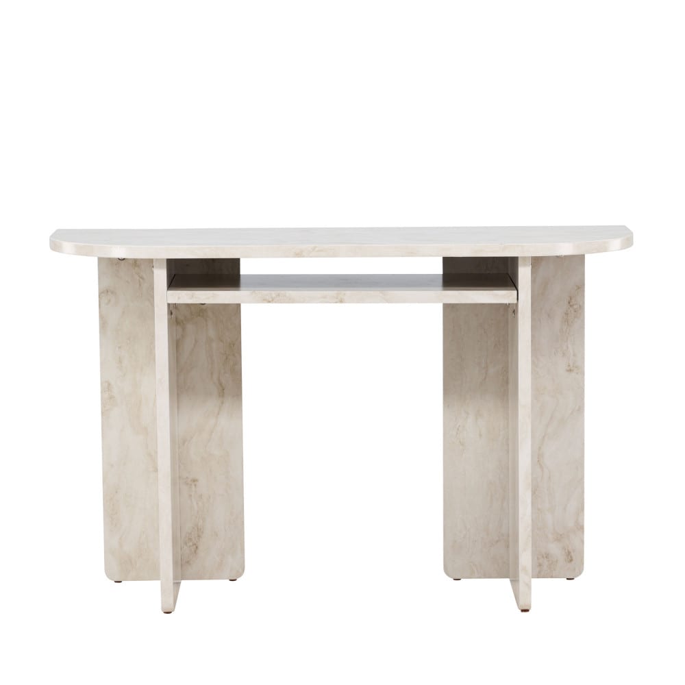 Console aux bords arrondis effet marbre L120cm - Beige