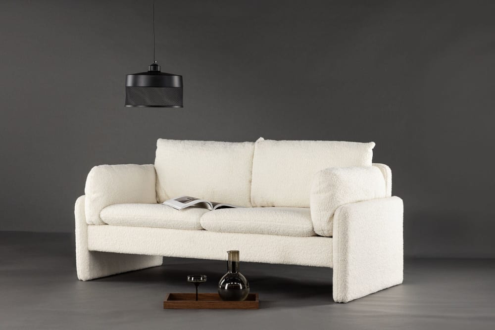 Canapé 2 places en polyester teddy de couleur blanche - Maisons du Monde