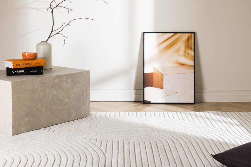 Tapis de salon couleur blanc en polypropylène — vue 3