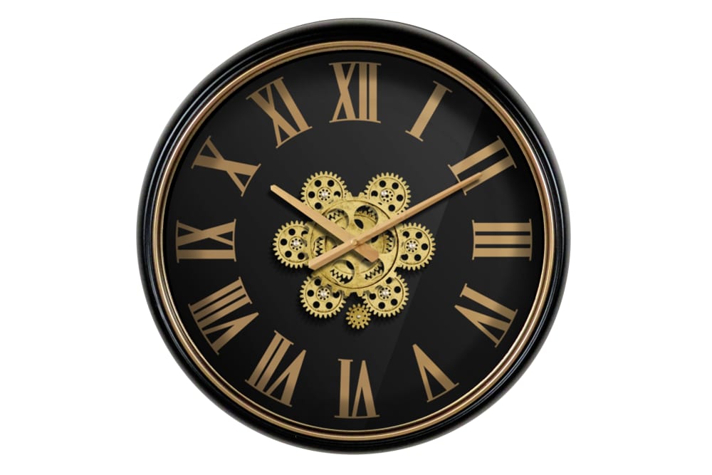EMDE Découvrez l'alliance parfaite du design contemporain et de l'esthétique industrielle avec notre horloge à mécanismes apparents. Couleur : Noir/