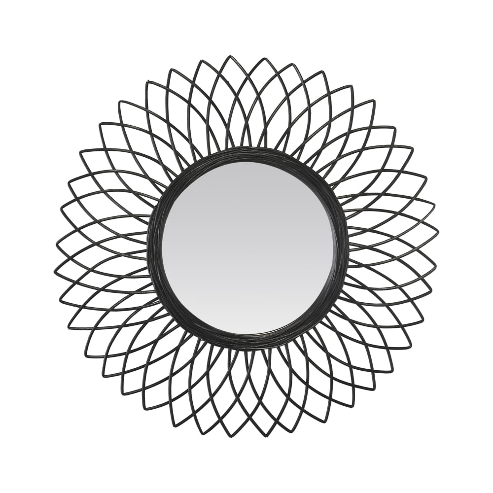 Miroir fleur en rotin 61cm noir - Maisons du Monde