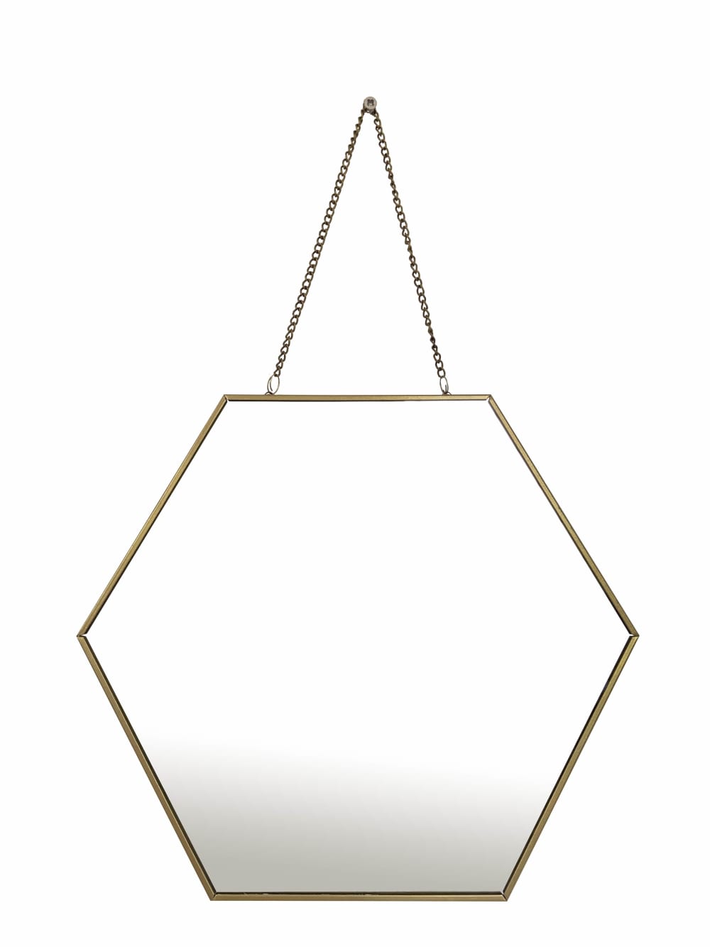 Miroir hexagonal avec chaînette en métal doré 30x26cm