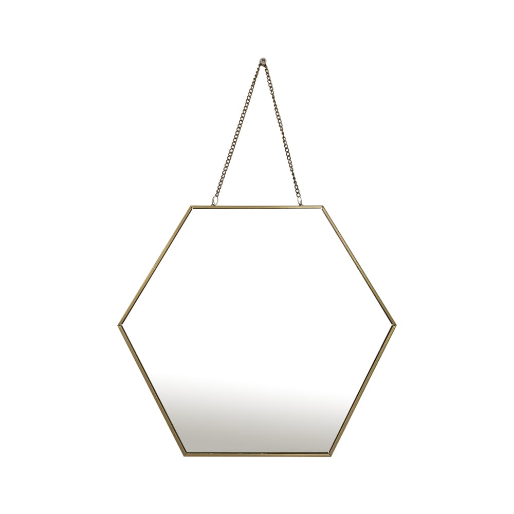 Miroir hexagonal avec chaînette en métal 30x26cm dore - Maisons du Monde
