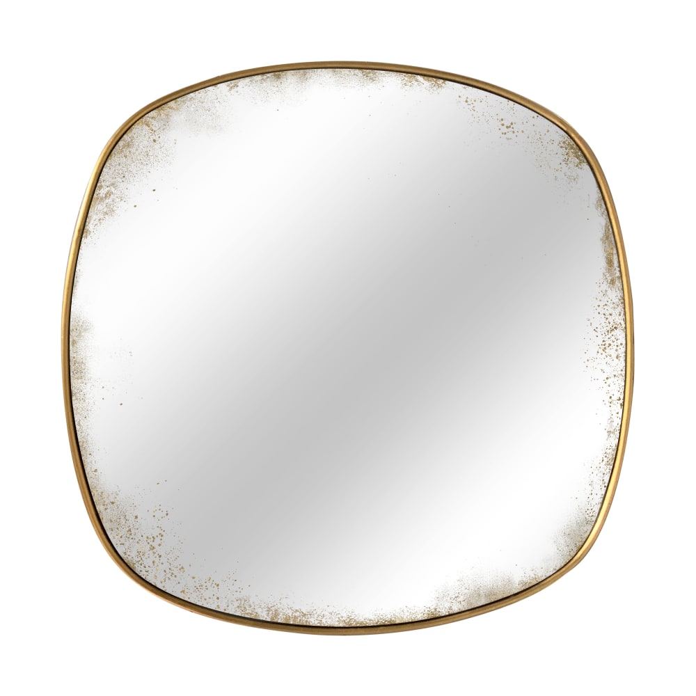 Miroir carré aux bords arrondis effet vieilli 60 x 60 cm dore