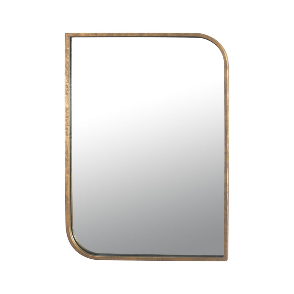 Miroir rectangle coins asymétriques arrondis métal 76x56cm dore