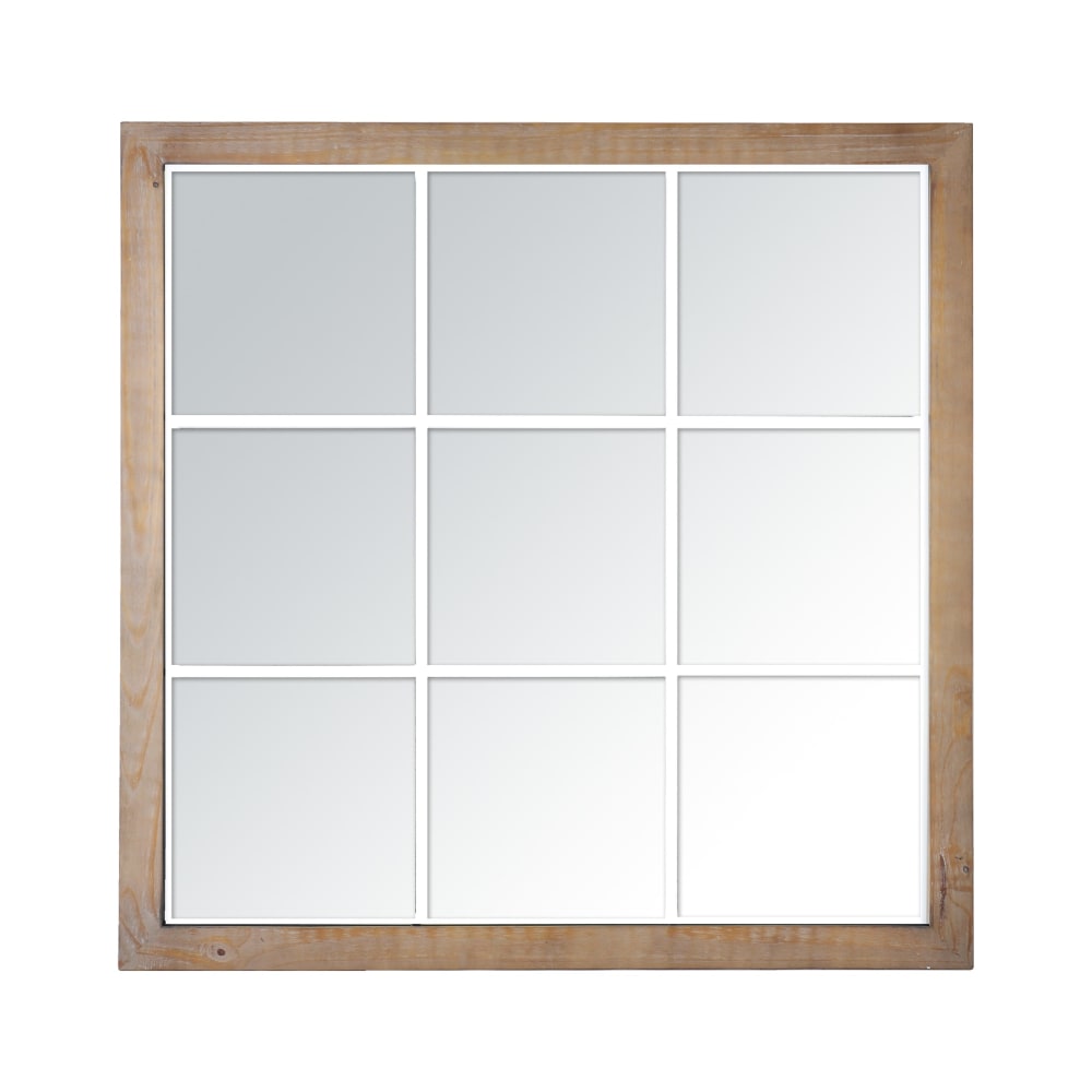 Miroir industriel carré effet fenêtre 9 vues 100x100cm naturel - Maisons du Monde
