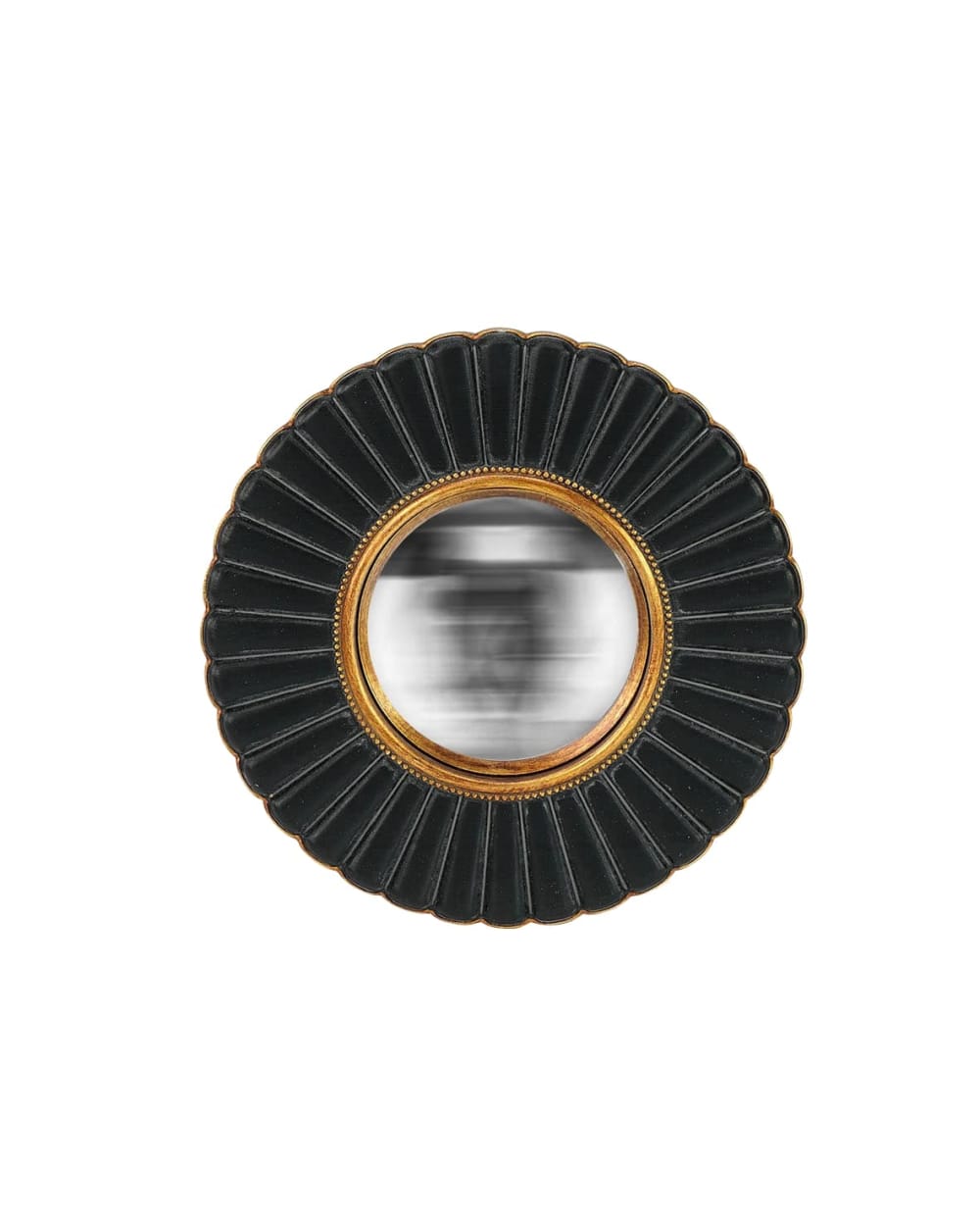 Miroir fleur convexe noir et doré 20cm