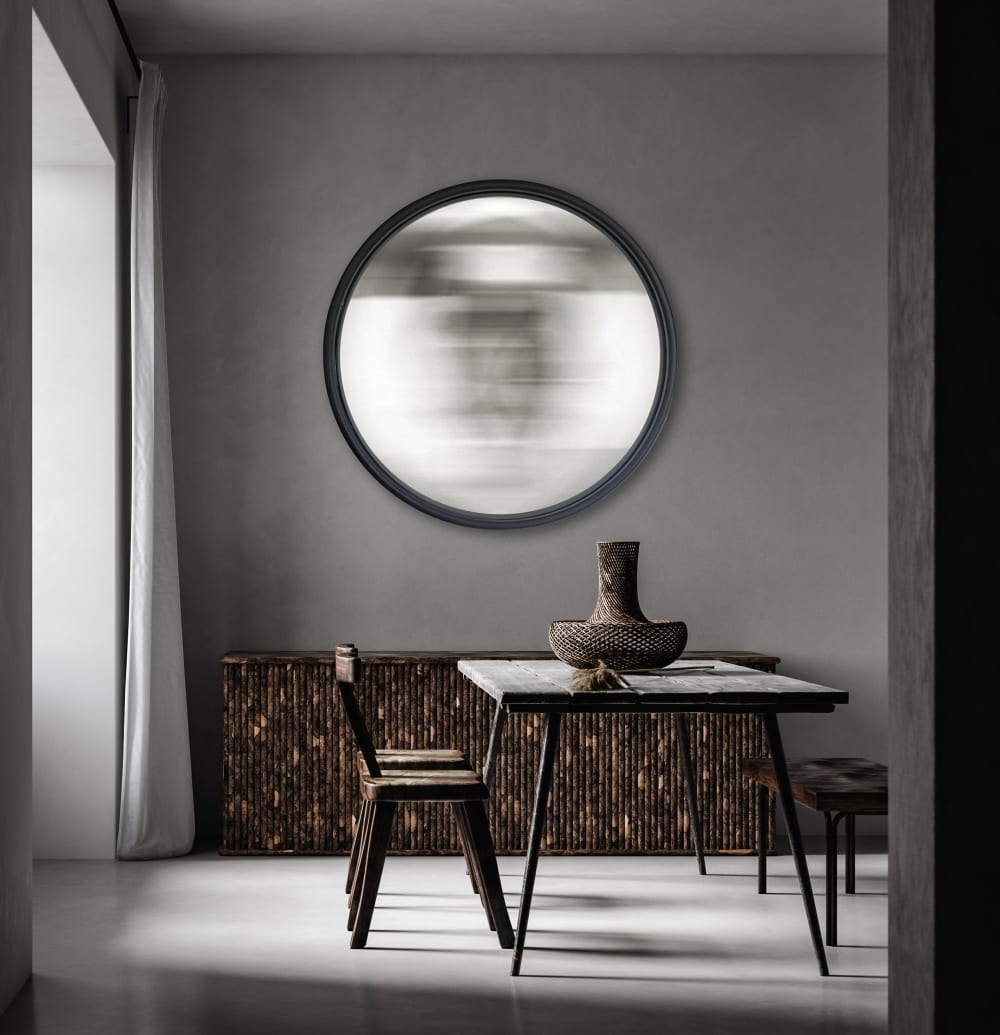 Miroir rond convexe bords fins 80 cm noir - Maisons du Monde