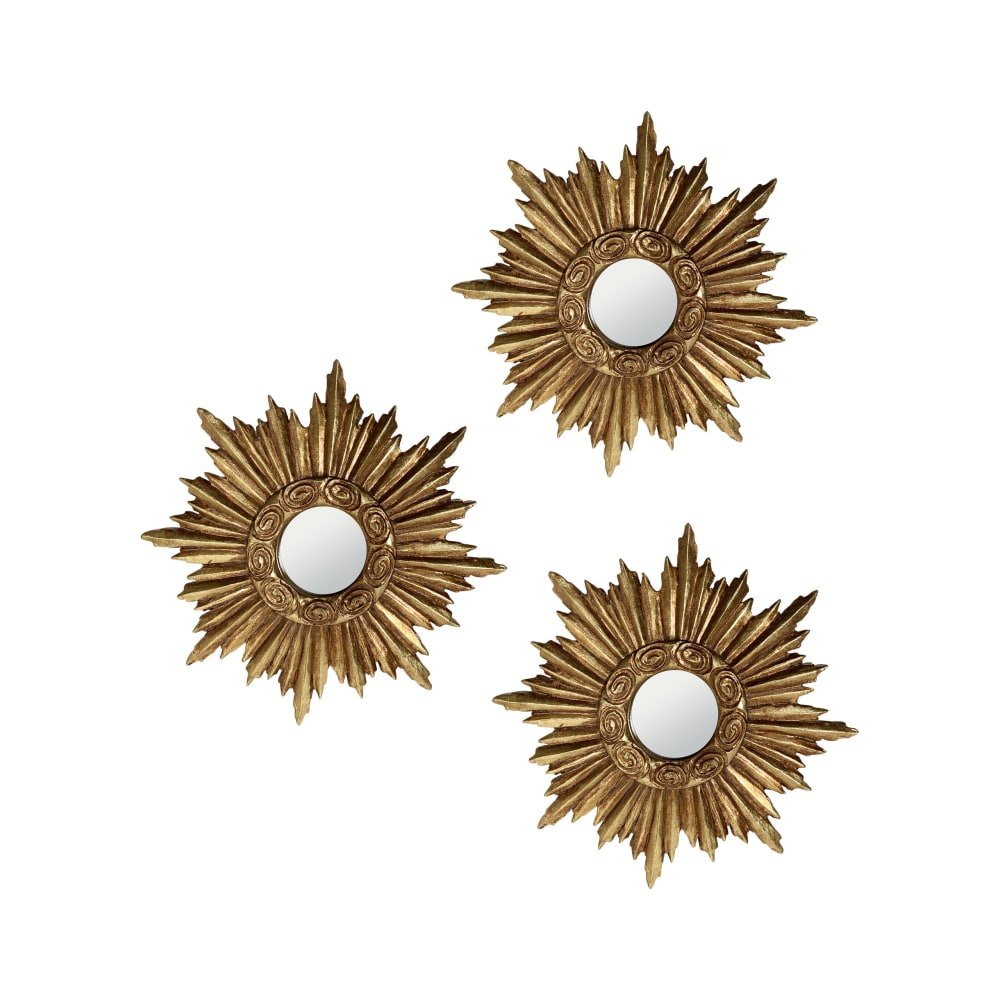 Lot de 3 miroirs soleil diam ext 14,5cm dore
