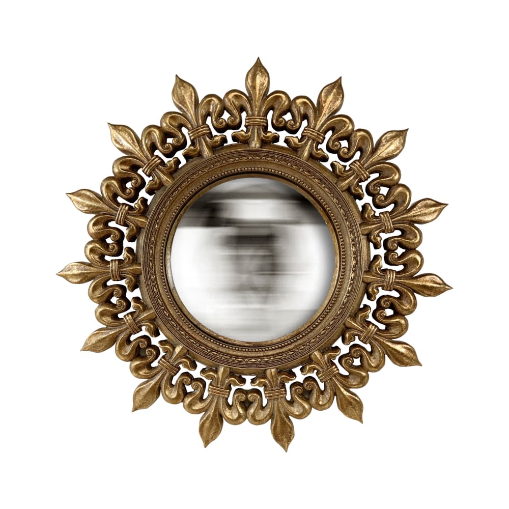 EMDE Miroir soleil rond convexe 25cm dore Doré Résine