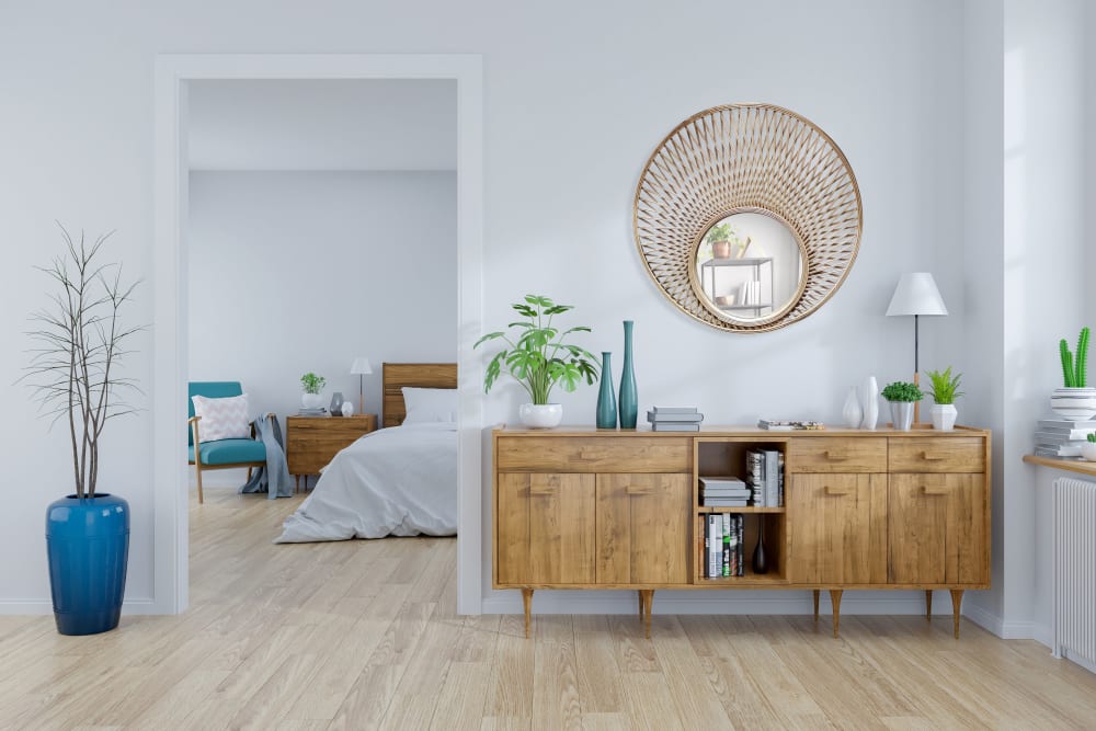 Miroir rond décalé en bambou 80cm naturel - Maisons du Monde