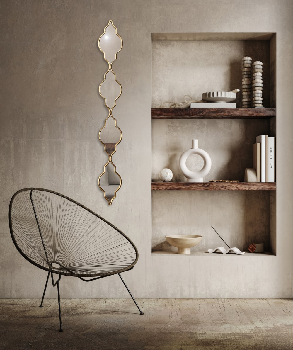 Miroir 4 arabesques en métal 17,5x126cm dore - Maisons du Monde