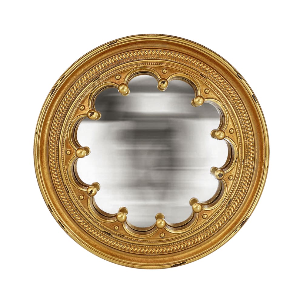 EMDE Miroir soleil rond convexe 19cm dore Doré Résine