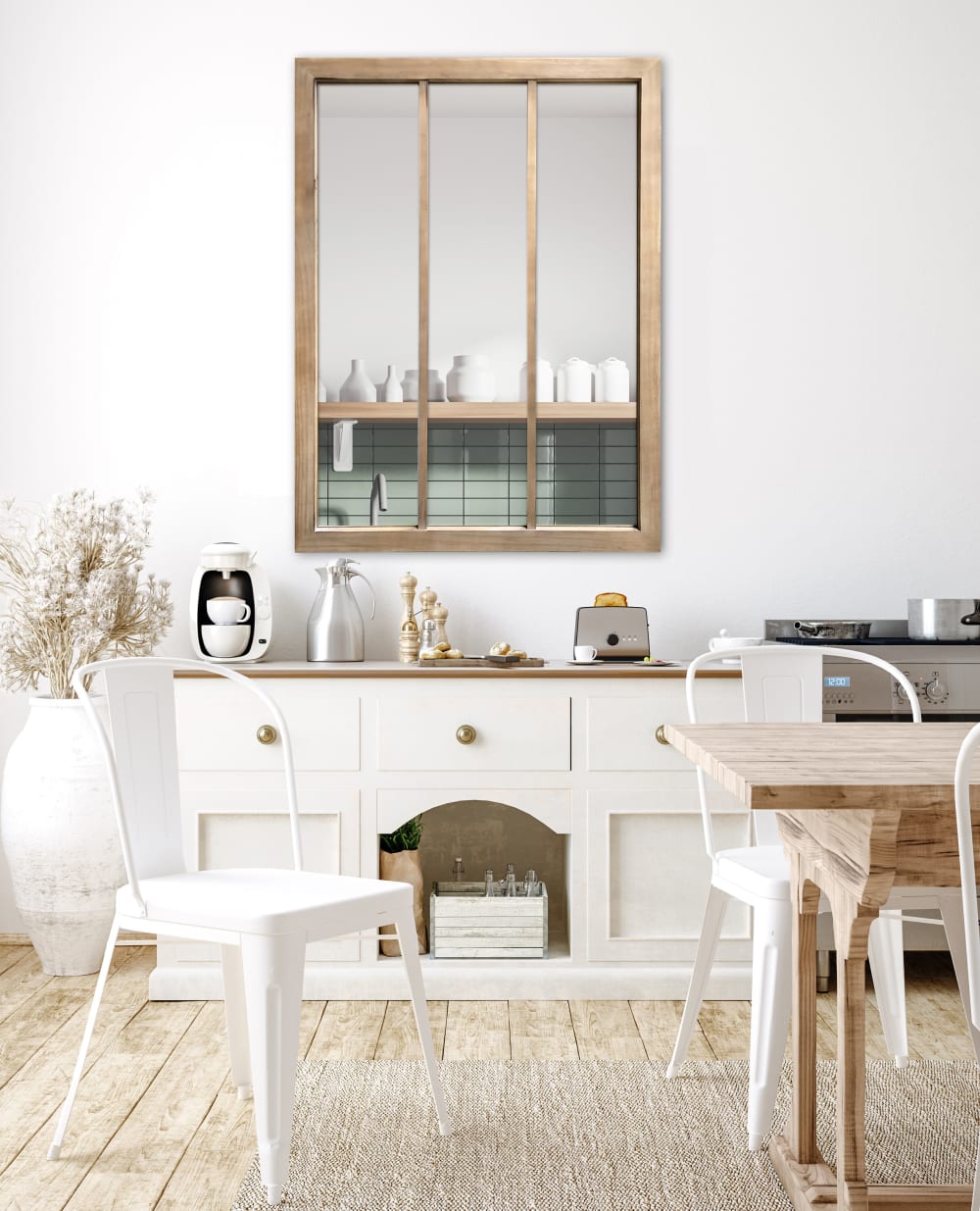 Miroir fenêtre 3 bandes en bois 85 x 113 cm - Maisons du Monde