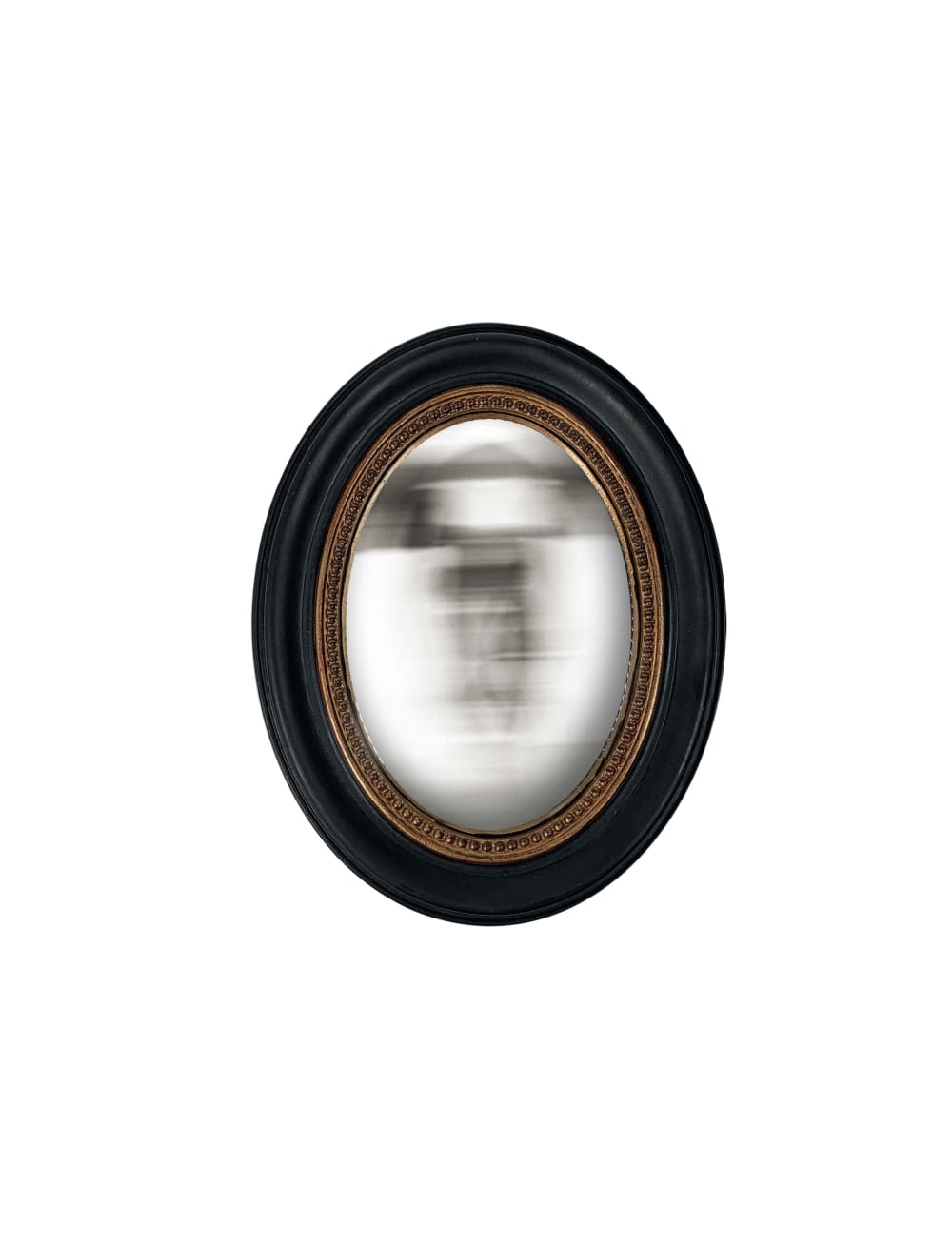 Miroir convexe ovale noir et doré 24x19cm